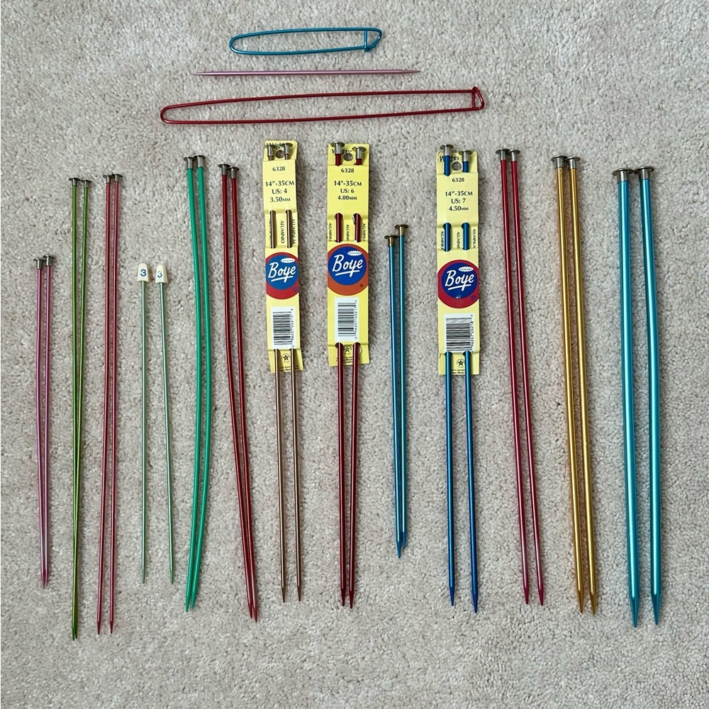Boye Aluminum Knitting Needle Bundle - All different Sizes